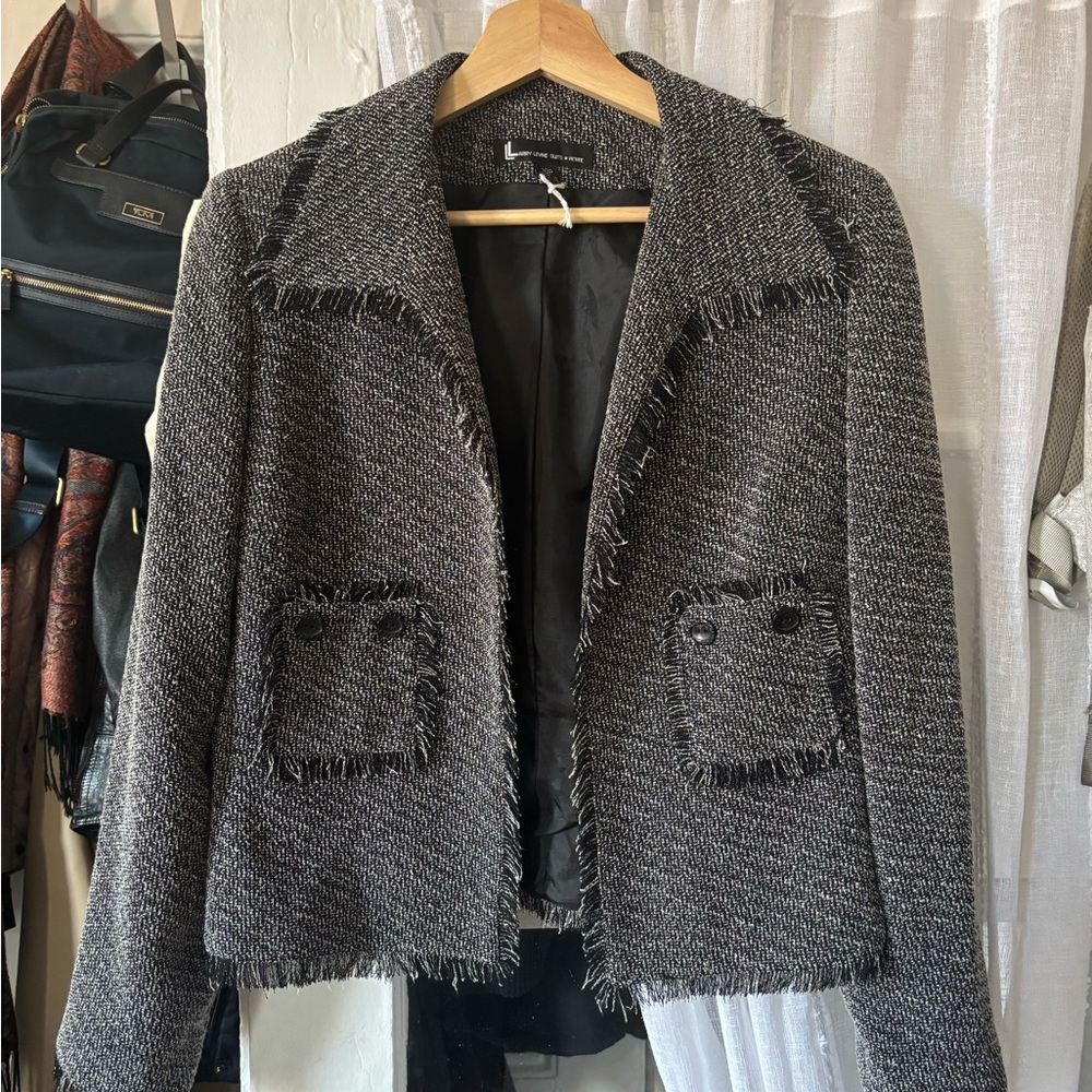 Larry Levine Black and White Tweed Blazer